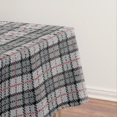 赤のストライプとの灰色のピクセル格子縞 テーブルクロス (インサイチュ)