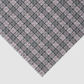 赤のストライプとの灰色のピクセル格子縞 薄葉紙 (詳細)