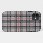 赤のストライプとの灰色のピクセル格子縞 Case-Mate iPhoneケース (裏面(横))