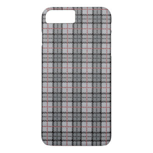 赤のストライプとの灰色のピクセル格子縞 iPhone 8 PLUS/7 PLUSケース