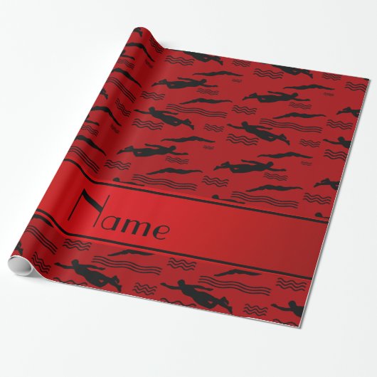 赤のストライプな黒stripe.png ラッピングペーパー (アンロールド)