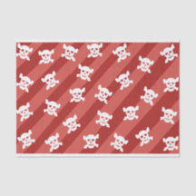 赤のストライプの白いどくろ印