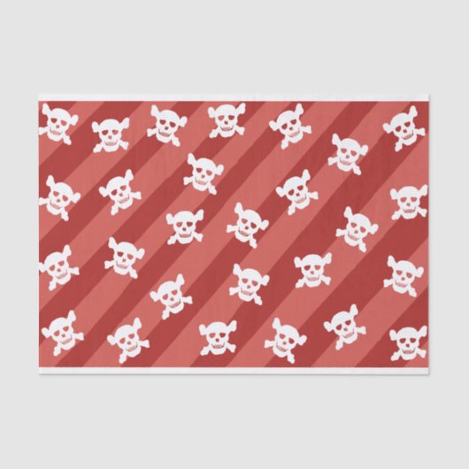 赤のストライプの白いどくろ印 薄葉紙 (正面)