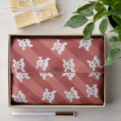 赤のストライプの白いどくろ印 薄葉紙 (ギフト)