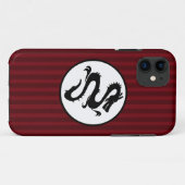 赤のストライプの黒いドラゴンのシルエット Case-Mate iPhoneケース (裏面(横))