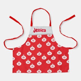 赤のスノーフレークオーナメント エプロン