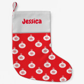 赤のスノーフレークオーナメント スモールクリスマスストッキング (正面)