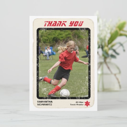 赤のスポーツスターのバルミツワーのサンキューカード サンキューカード (スタンド正面)