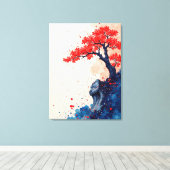 赤のセレニティ：崖の盆栽 キャンバスプリント (インサイチュ (ウッドフロア))