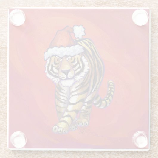 赤のタイガークリスマス ガラスコースター (裏面)