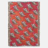 赤のタイガークリスマス スローブランケット (正面縦)