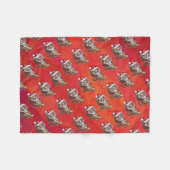 赤のタイガークリスマス フリースブランケット (正面(横))