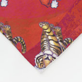 赤のタイガークリスマス フリースブランケット (角)