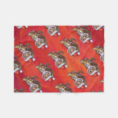 赤のタイガークリスマス フリースブランケット (正面(横))