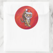 赤のタイガークリスマス ラウンドシール (バッグ)