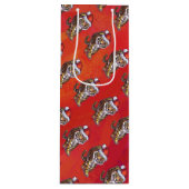 赤のタイガークリスマス ワインギフトバッグ (正面)