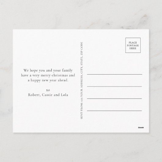 赤のタイポグラフィー ジョイ ホリデー ポストカード (裏面)