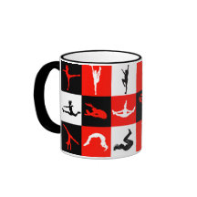 赤のチアリーダーをするブロックのマグ