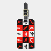 赤のチアリーダーをするブロックの荷物のラベル ラゲッジタグ (正面縦)
