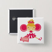 赤のチアリーダー 缶バッジ (正面&裏面)