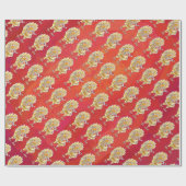 赤のチキンクリスマス ラッピングペーパー (フラット)