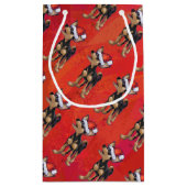 赤のチワワのクリスマス スモールペーパーバッグ (裏面)