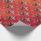 赤のチワワのクリスマス ラッピングペーパー (角)