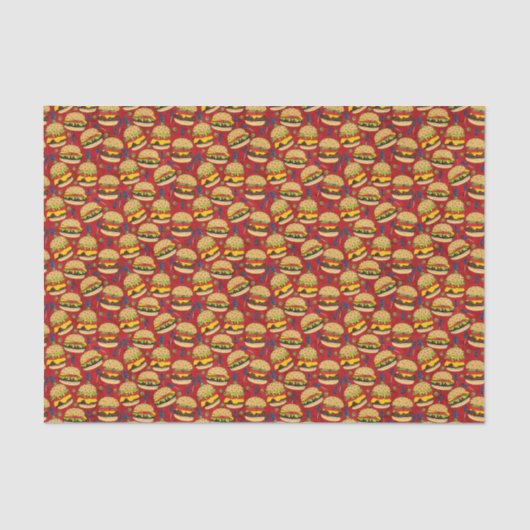 赤のチーズハンバーガーパターン 薄葉紙 (正面)