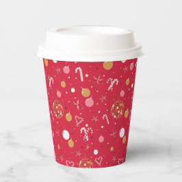 赤のディスコのクリスマス 紙コップ