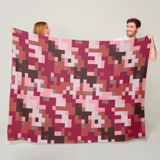 赤のデジタルカモフラージュフリースブランケット フリースブランケット (インサイチュ)