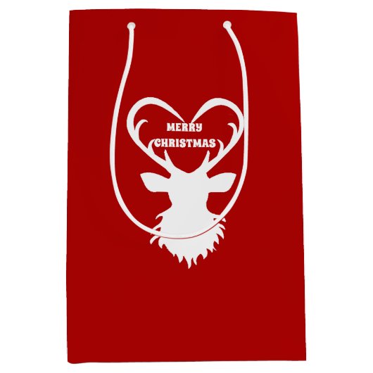 赤のトナカイ ミディアムペーパーバッグ (正面)