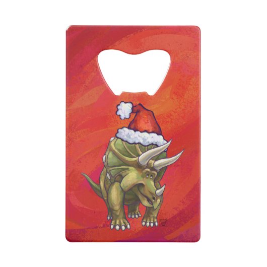 赤のトリケラトップクリスマス クレジットカード栓抜き (正面)