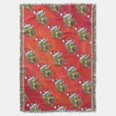 赤のトリケラトップクリスマス スローブランケット (正面縦)