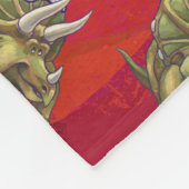 赤のトリケラトップクリスマス フリースブランケット (角)