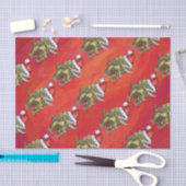 赤のトリケラトップクリスマス 薄葉紙 (クラフト)