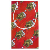 赤のトリケラトプスのクリスマス スモールペーパーバッグ (裏面)