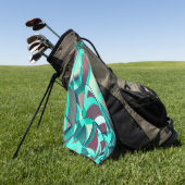 赤のドリズルされたイメージに青またはシアンの縞が表示される ゴルフタオル (グリーン)