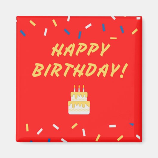 赤のハッピーバースデー マグネット (正面)