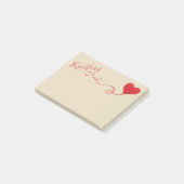 赤のハートヤーンと編むこと ポストイット (アングル)