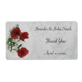 赤のバラ結婚の感謝 ラベル
