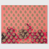 赤のパインコード ラッピングペーパー (フラット)