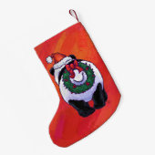 赤のパンダくまのクリスマス スモールクリスマスストッキング (裏面 (吊り時))