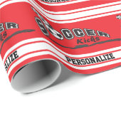 赤のパーソナライズされたサッカー ラッピングペーパー (ロールコーナー)