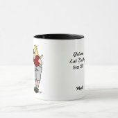 赤のパーソナライズで黄色いラブラドールのお父さん マグカップ (中央)