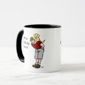 赤のパーソナライズで黄色いラブラドールのお父さん マグカップ (正面左)