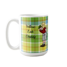 赤のパーソナライズなイエロー・ラブラドール・レトリーバーのお父さんの格子縞