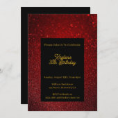赤のパーソナライズグリッター誕生日招待状 招待状 (正面/裏面)
