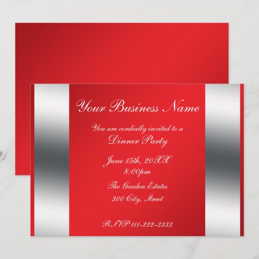 赤のビジネスへの招待 招待状 (正面/裏面)