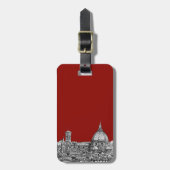 赤のフィレンツェイタリア ラゲッジタグ (正面縦)