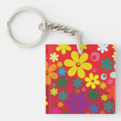 赤のフラワーパワー キーホルダー (正面)